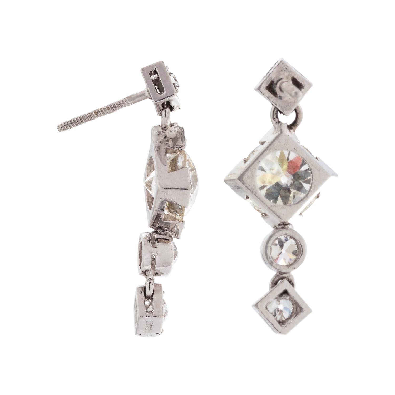 ANTIQUE, DIAMOND EARRINGS