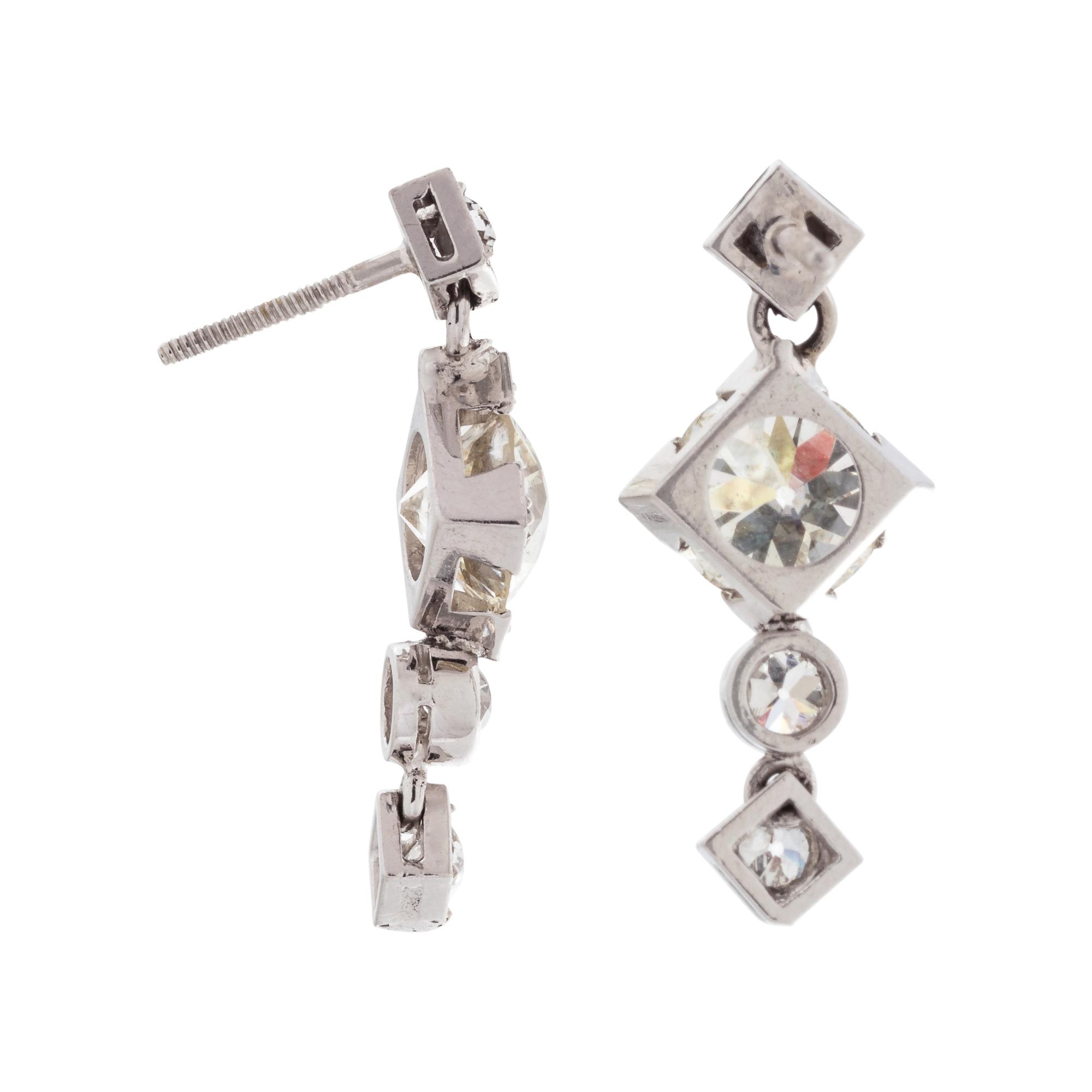 ANTIQUE, DIAMOND EARRINGS