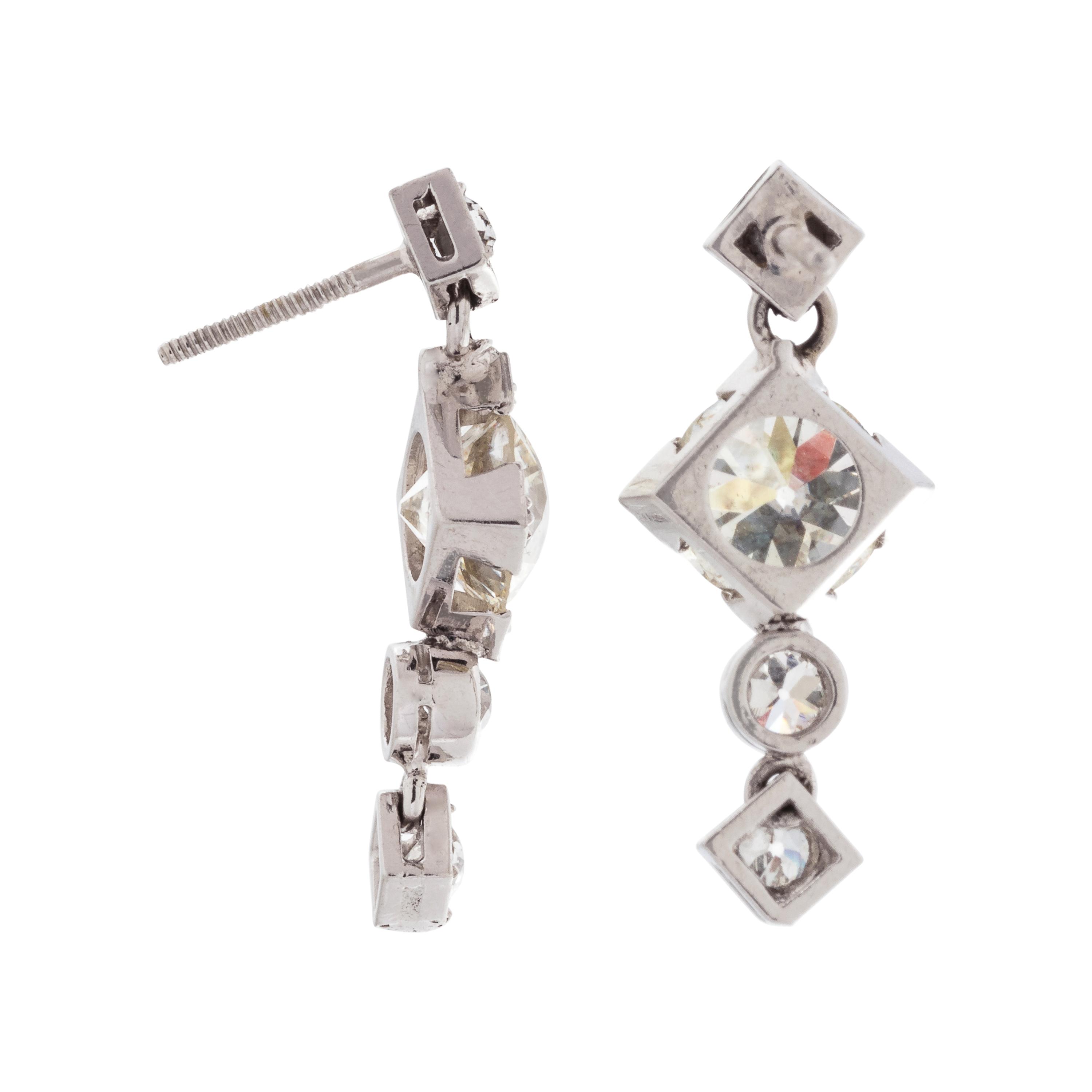 ANTIQUE, DIAMOND EARRINGS