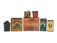 Seven Advertising Tins and Box