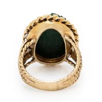 Carved Hardstone and Yellow Gold Ring