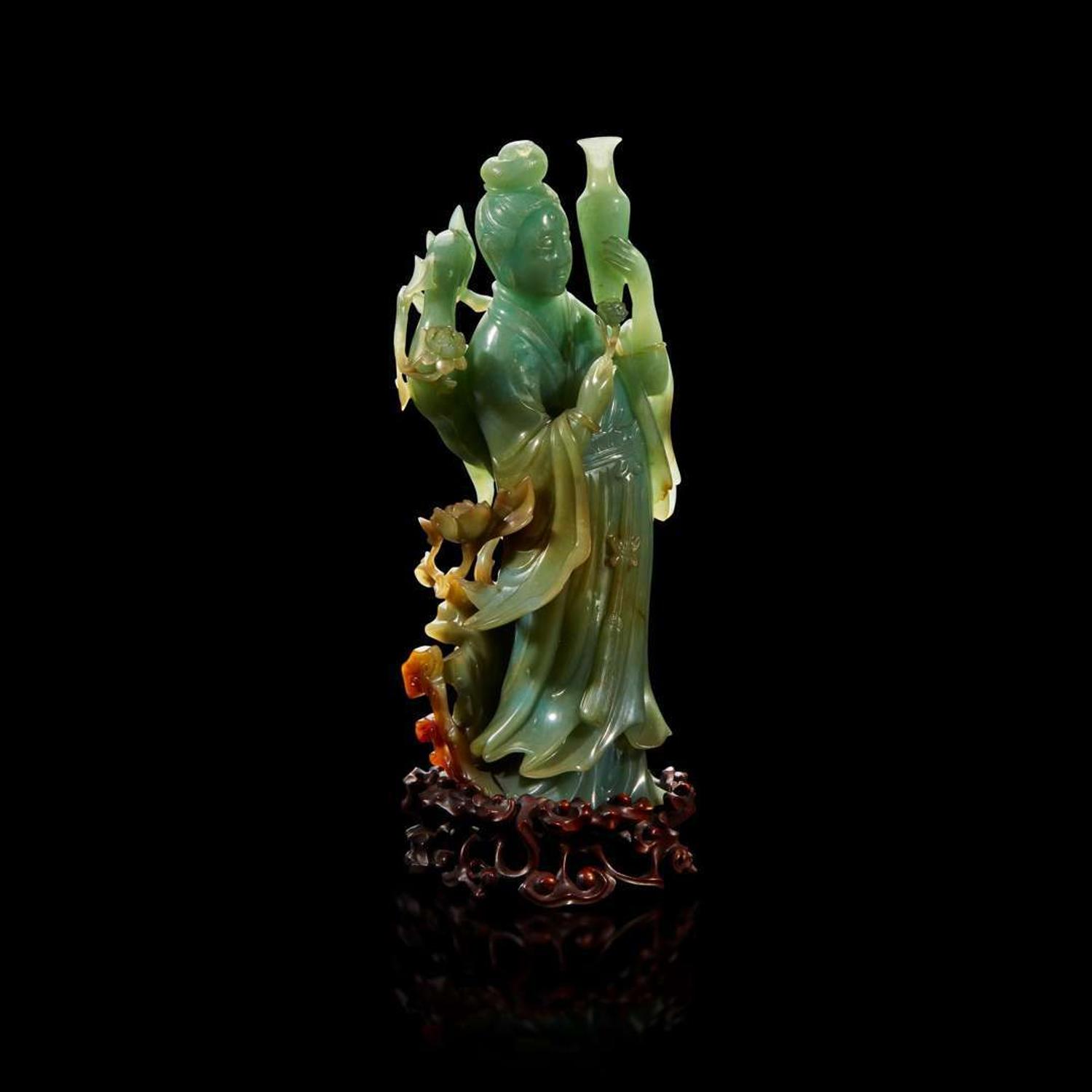 A Chinese carved jadeite meiren