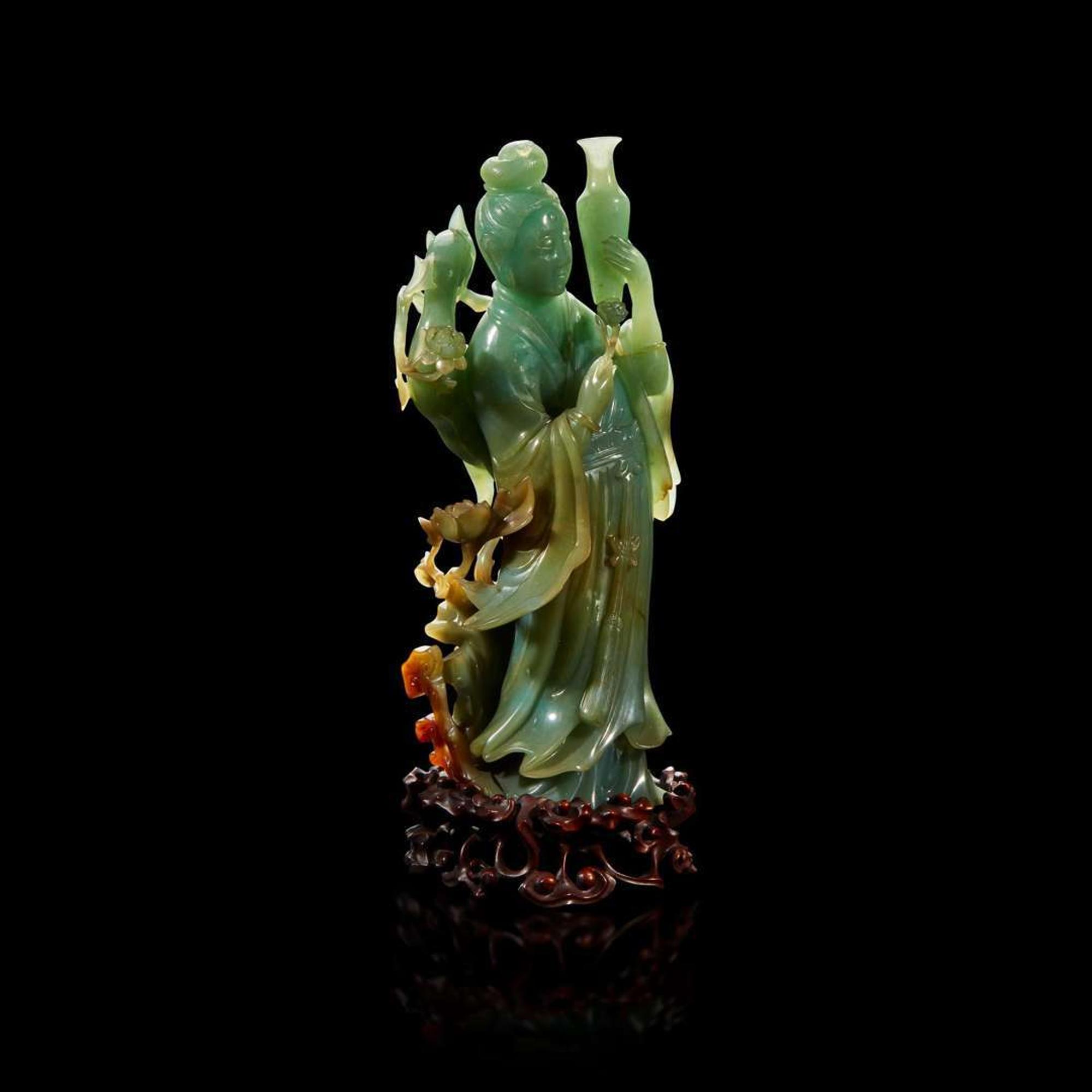 A Chinese carved jadeite meiren
