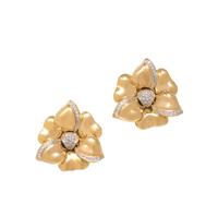 YELLOW GOLD AND DIAMOND FLOWER EARCLIPS