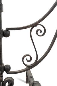 A Pair of Continental Iron Andirons with Posset Cup Holders