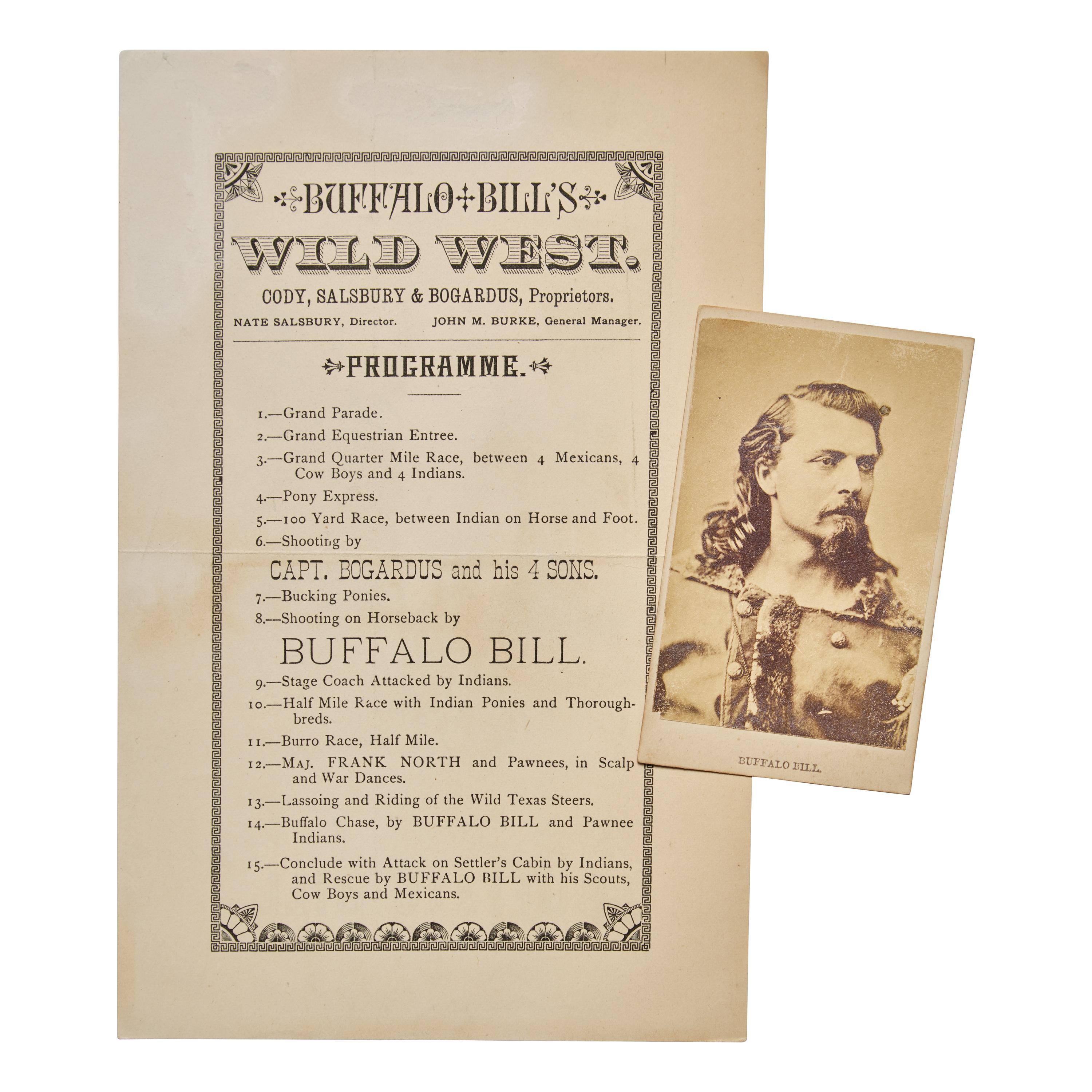 [Old West] A Rare Variant Buffalo Bill Program Insert and a Very Early CDV