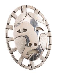 Sterling Silver Maskette Pin / Pendant