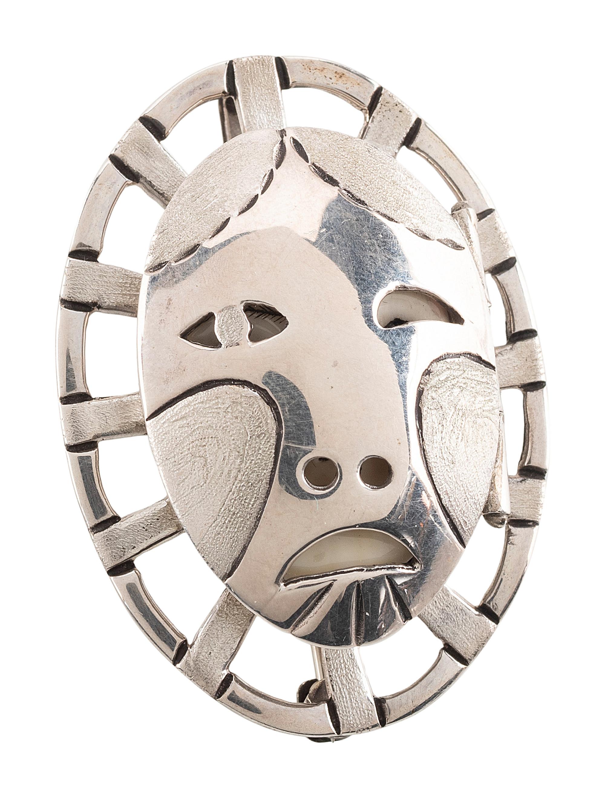 Sterling Silver Maskette Pin / Pendant