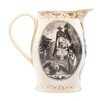 A Liverpool Transfer-Printed Creamware 'Emblem of America / Washington in Glory' Pitcher