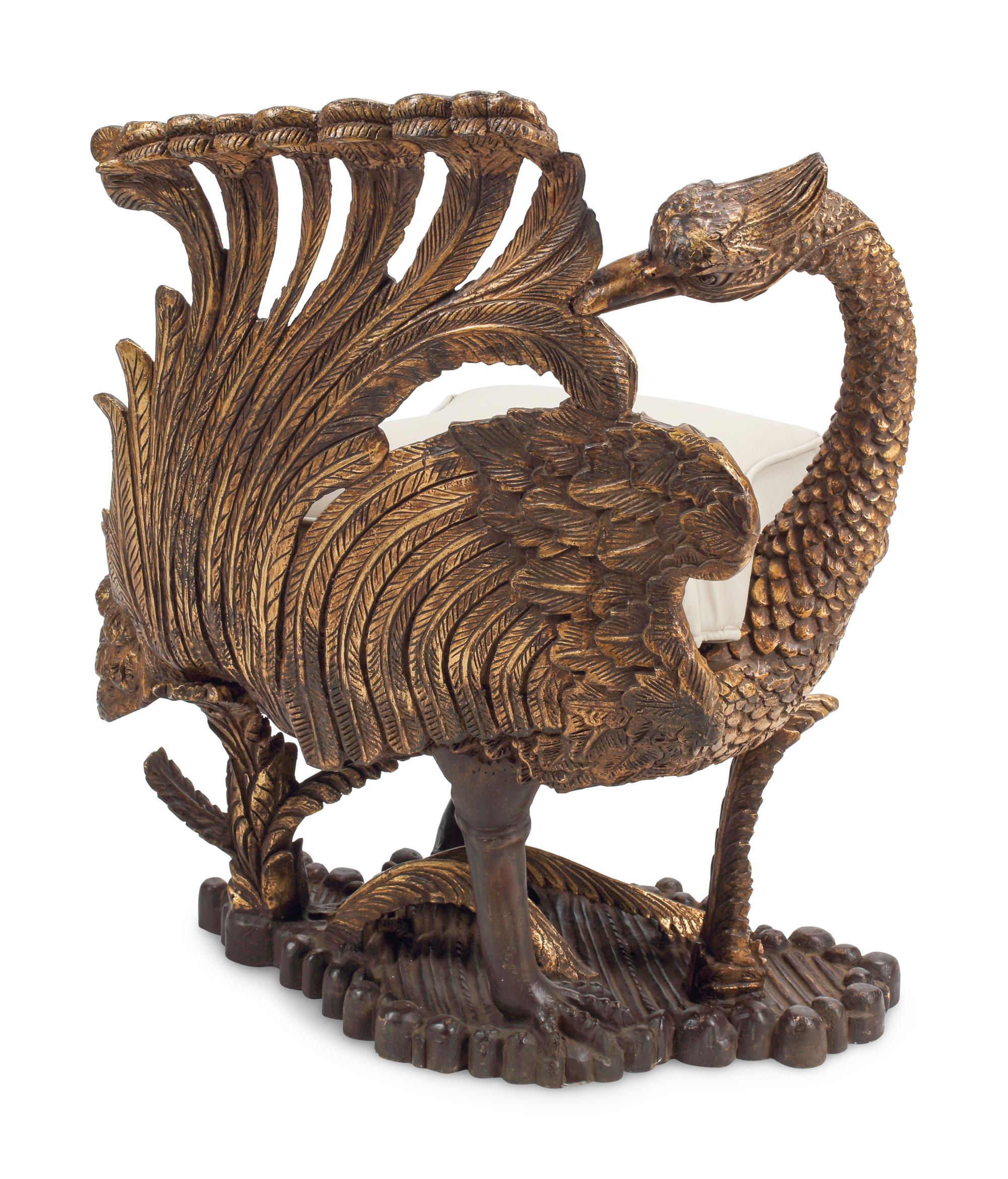 An Italian Giltwood "Grotto" Style Ostrich Chair