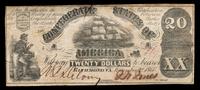 An 1861 Confederate States of America T-18 $20 Note