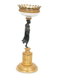An Empire Gilt and Patinated Bronze and Cut Glass Bowl