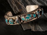 Heavy Silver and Turquoise Cuff Bracelet