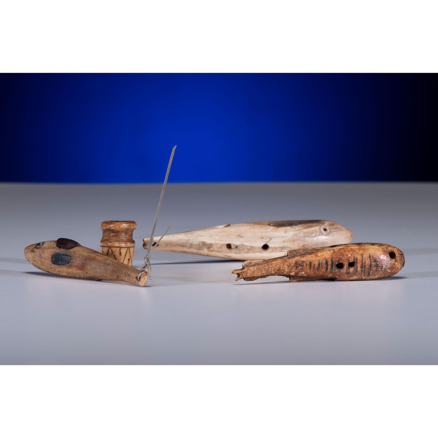 Iñupiat Carved Walrus Ivory Fishing Lures and Seal Plug