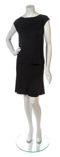 A Chanel Black Silk Skirt Ensemble, Shell size 46, skirt size 46.