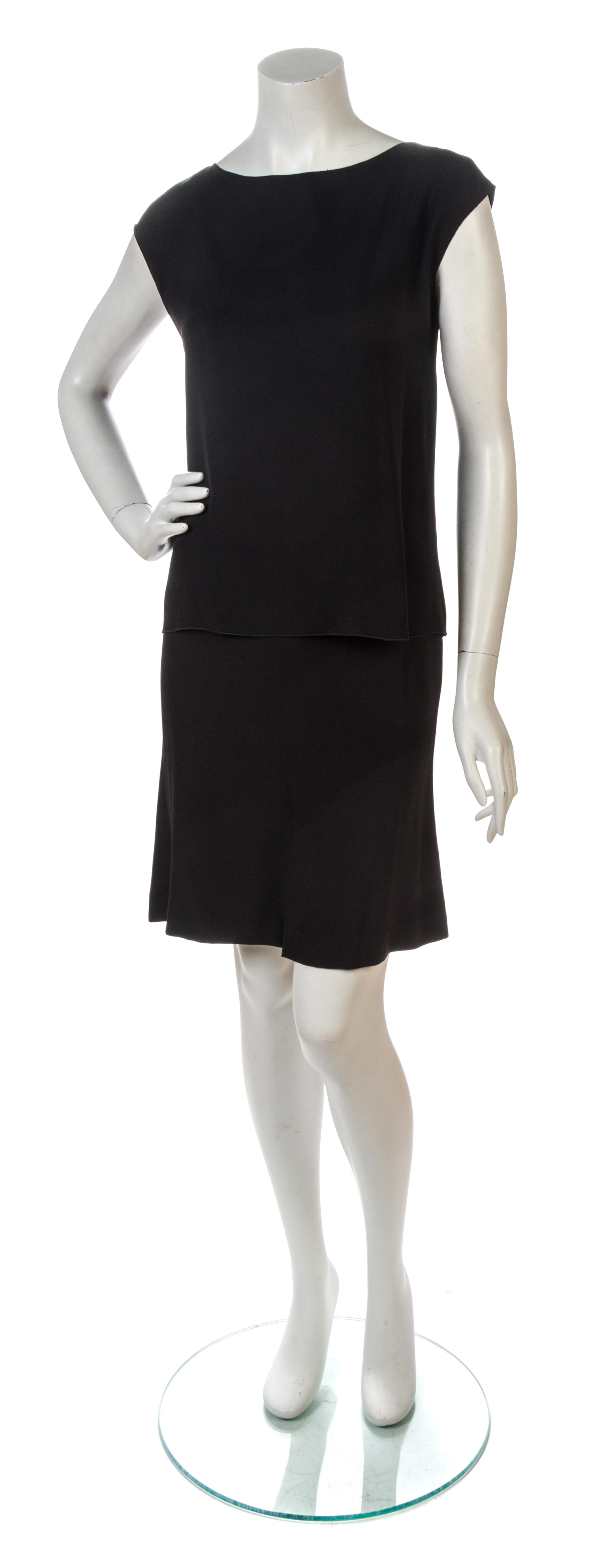 A Chanel Black Silk Skirt Ensemble, Shell size 46, skirt size 46.