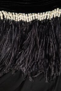 Atelier Versace Black Strapless Dress with Velvet and Feather Trim, 1990s No size label