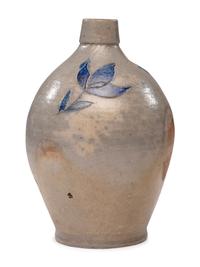 A Rare E. Hall 'Ohio' Cobalt Decorated Stoneware Jug