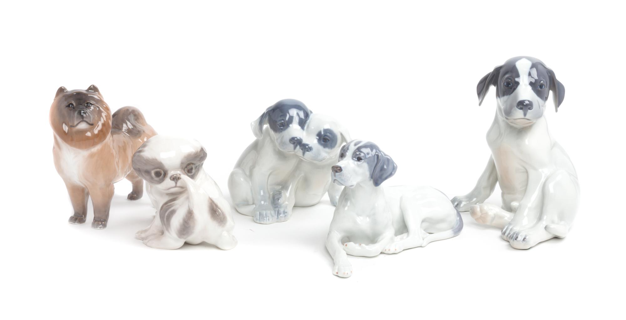 Five Royal Copenhagen Porcelain Figures Width of widest 9 1/4 inches. — 20TH CENTURY