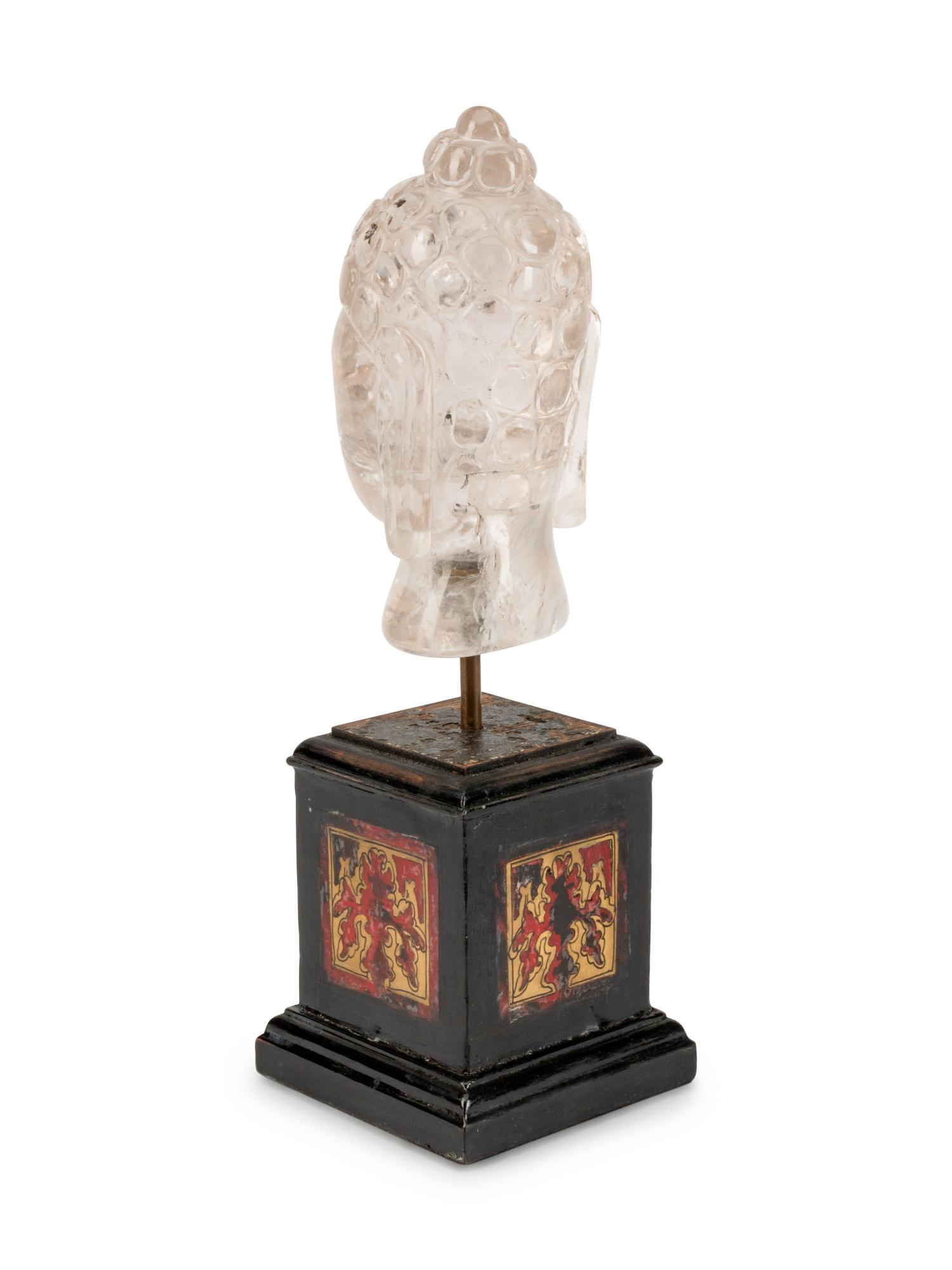 A Carved Rock Crystal Head of Buddha
