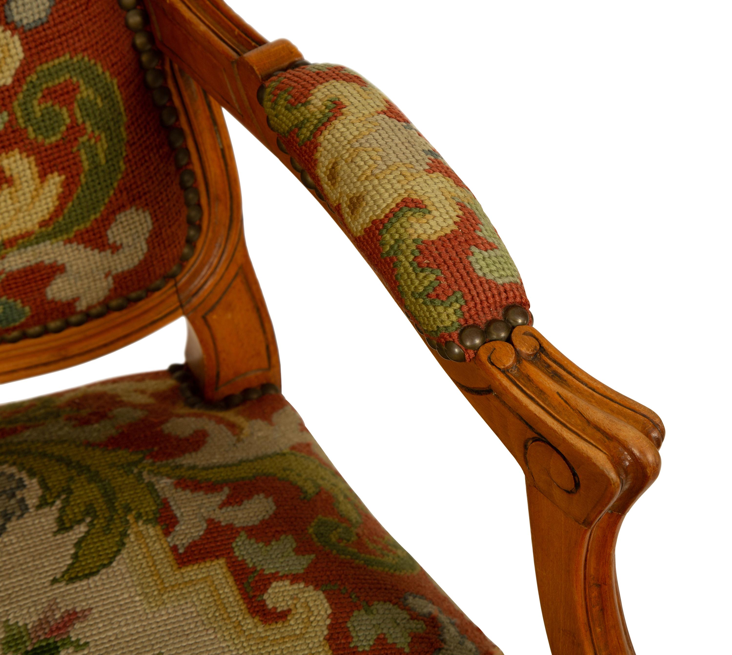 A Louis XV Style Carved Mahogany Fauteuil — 19TH CENTURY