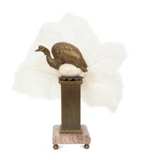 An Anthony Redmile Gilt Bronze Ostrich, Egg and Feather Ornament