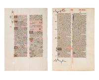 A set of two leaves with penwork decoration from the late fourteenth century.