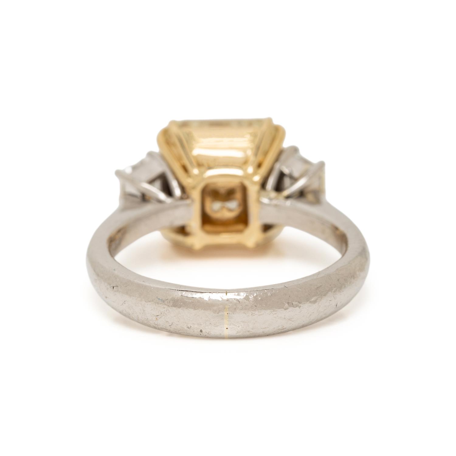 FANCY YELLOW DIAMOND AND DIAMOND RING