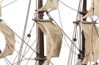 An Italian Painted and Parcel Gilt Model of a Galleon with Painted Cotton Sails