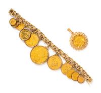 A Collection of 14 Karat Yellow Gold Coin Jewelry,