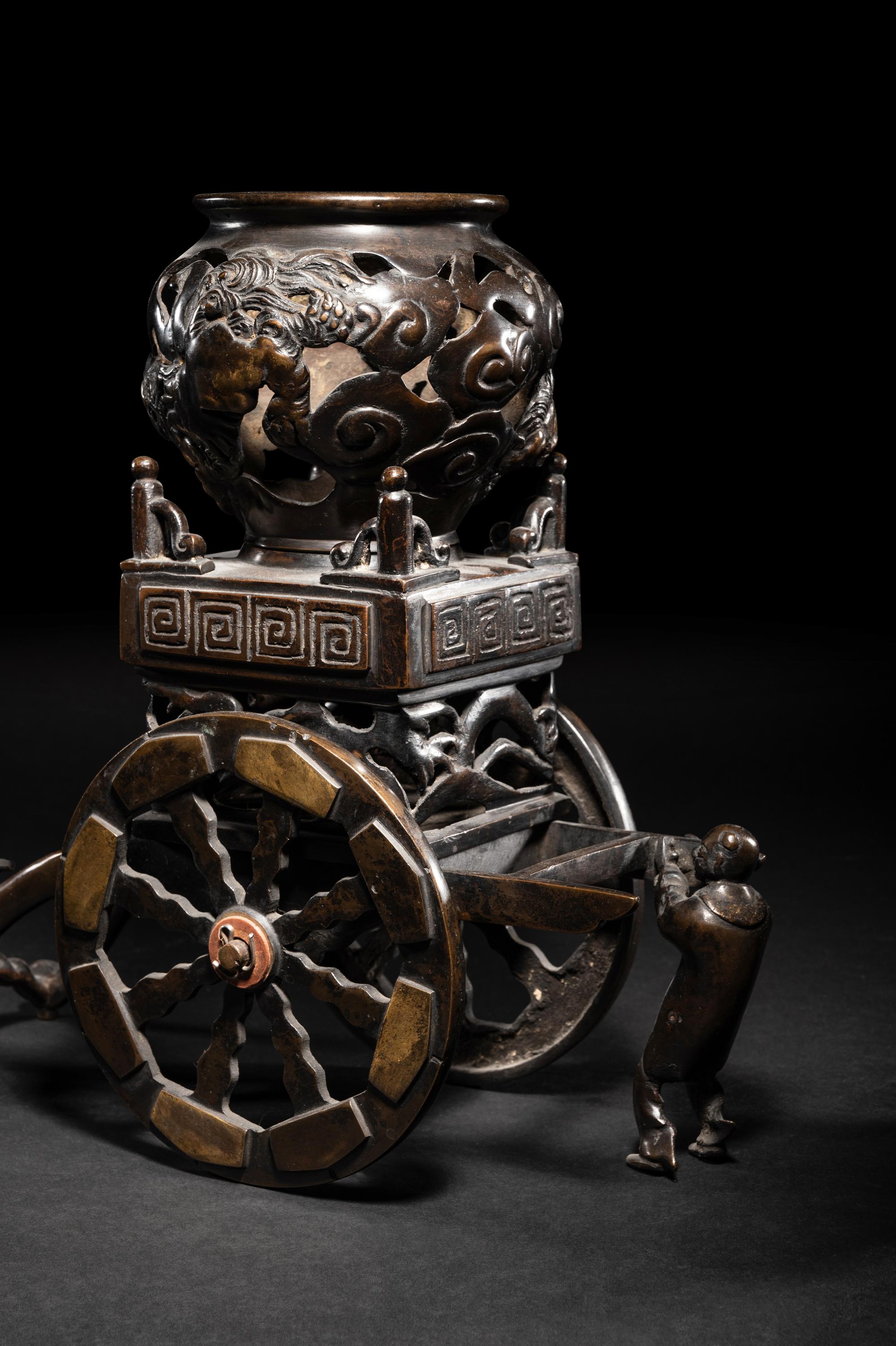 Two Japanese Bronze Incense Vessels