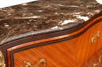 A Pair of Louis XV Style Marquetry Marble-Top Commodes