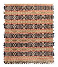 A Jacquard Woven Cotton and Wool Coverlet