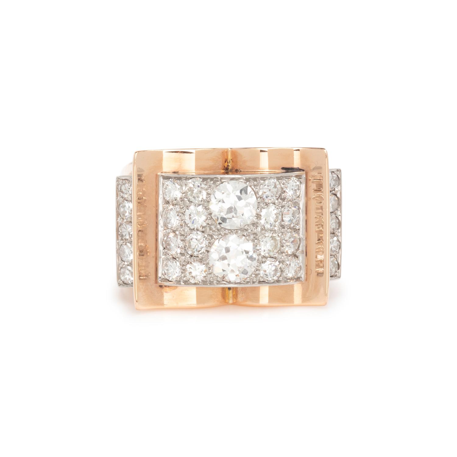 RETRO, DIAMOND, ROSE GOLD AND PLATINUM RING
