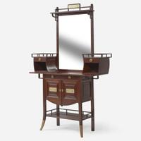 An Aesthetic mahogany "Winged Cabinet" or dressing table After E.W. Godwin (English, 1833-1886), attrib. to A.& H. Lejambre, Philadelphia, PA, circa 1880