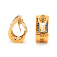 TIFFANY & CO., YELLOW GOLD AND SAPPHIRE 'ATLAS' EARCLIPS