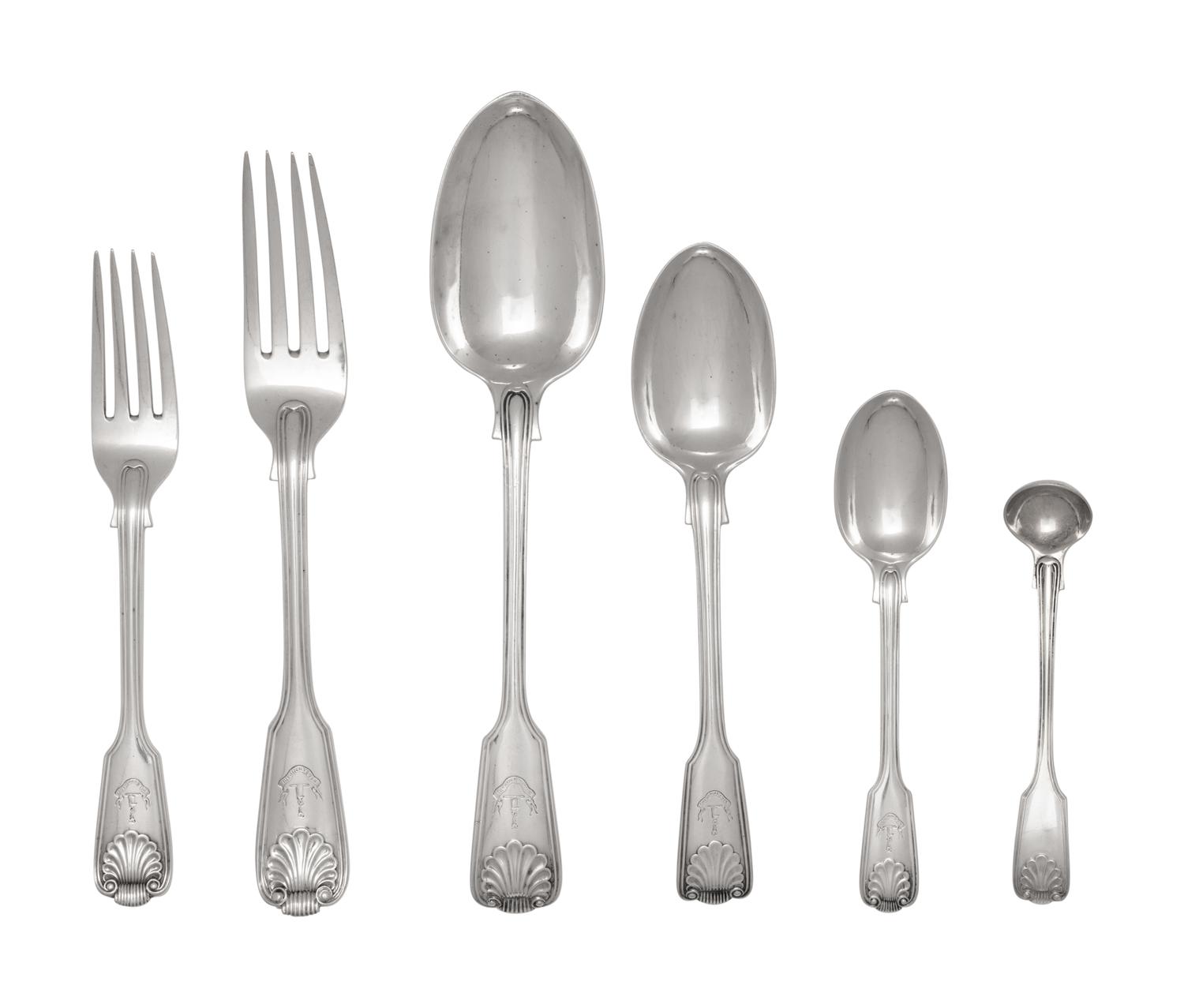 A Victorian Silver Flatware Service