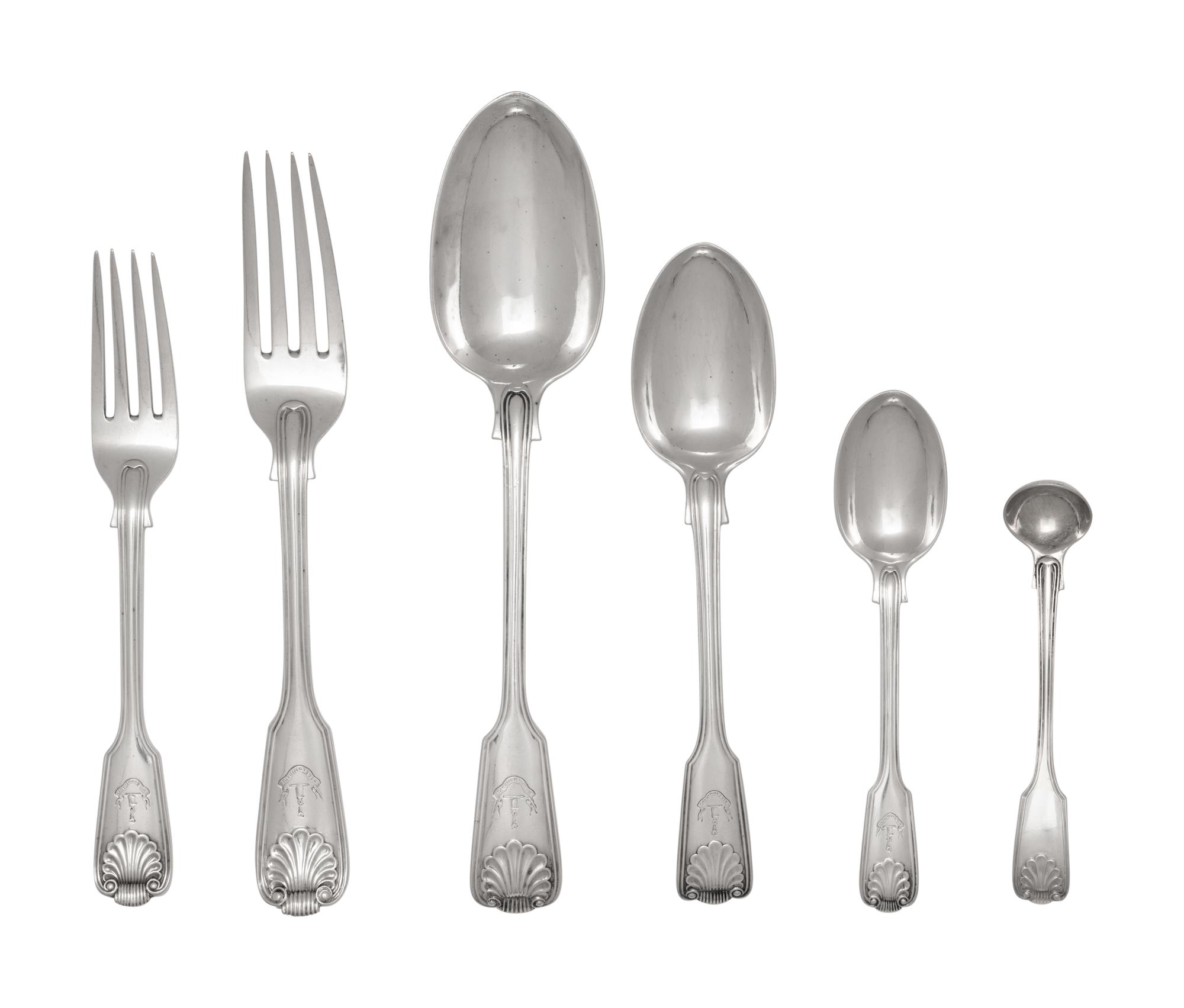 A Victorian Silver Flatware Service