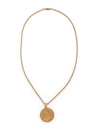 YELLOW GOLD AND COIN PENDANT/NECKLACE