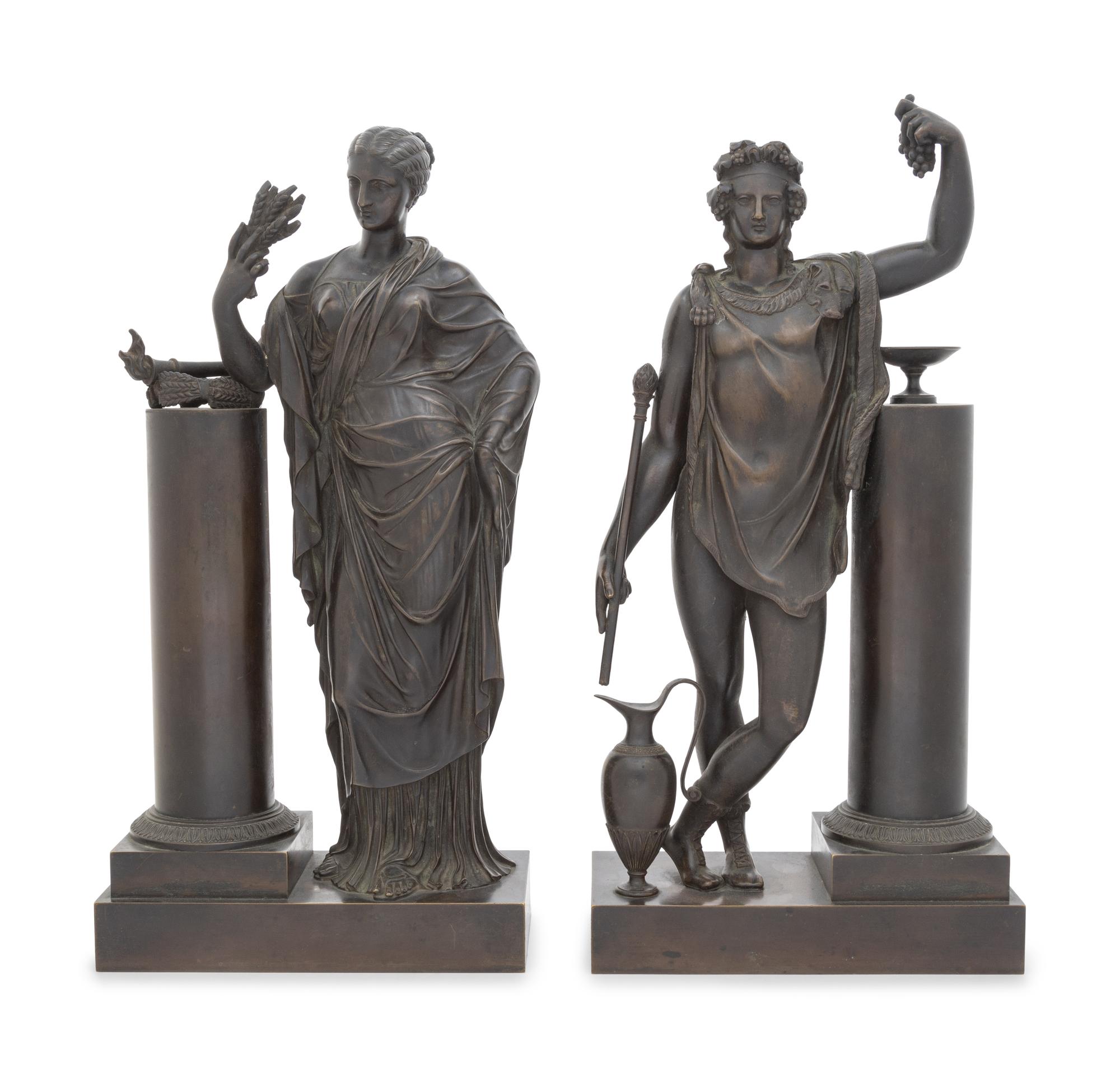 A Pair of French Bronze Allegorical Figures