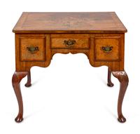 A George II Burl Shell-Carved Walnut Lowboy