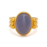 YELLOW GOLD AND CHALCEDONY RING