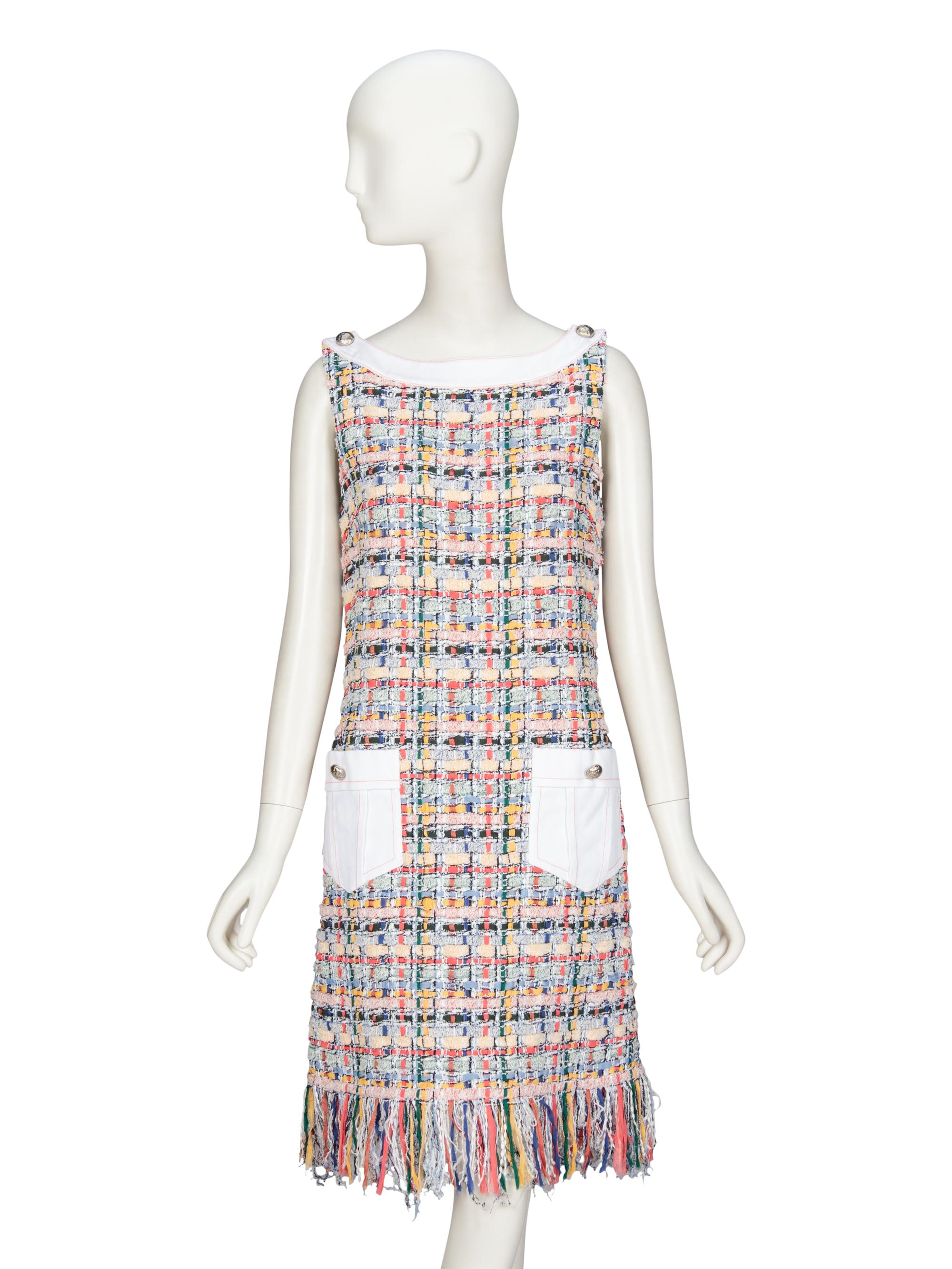 CHANEL, SLEEVELESS TWEED DRESS
