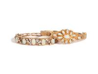 PAIR OF YELLOW GOLD AND OPAL BANGLE BRACELETS