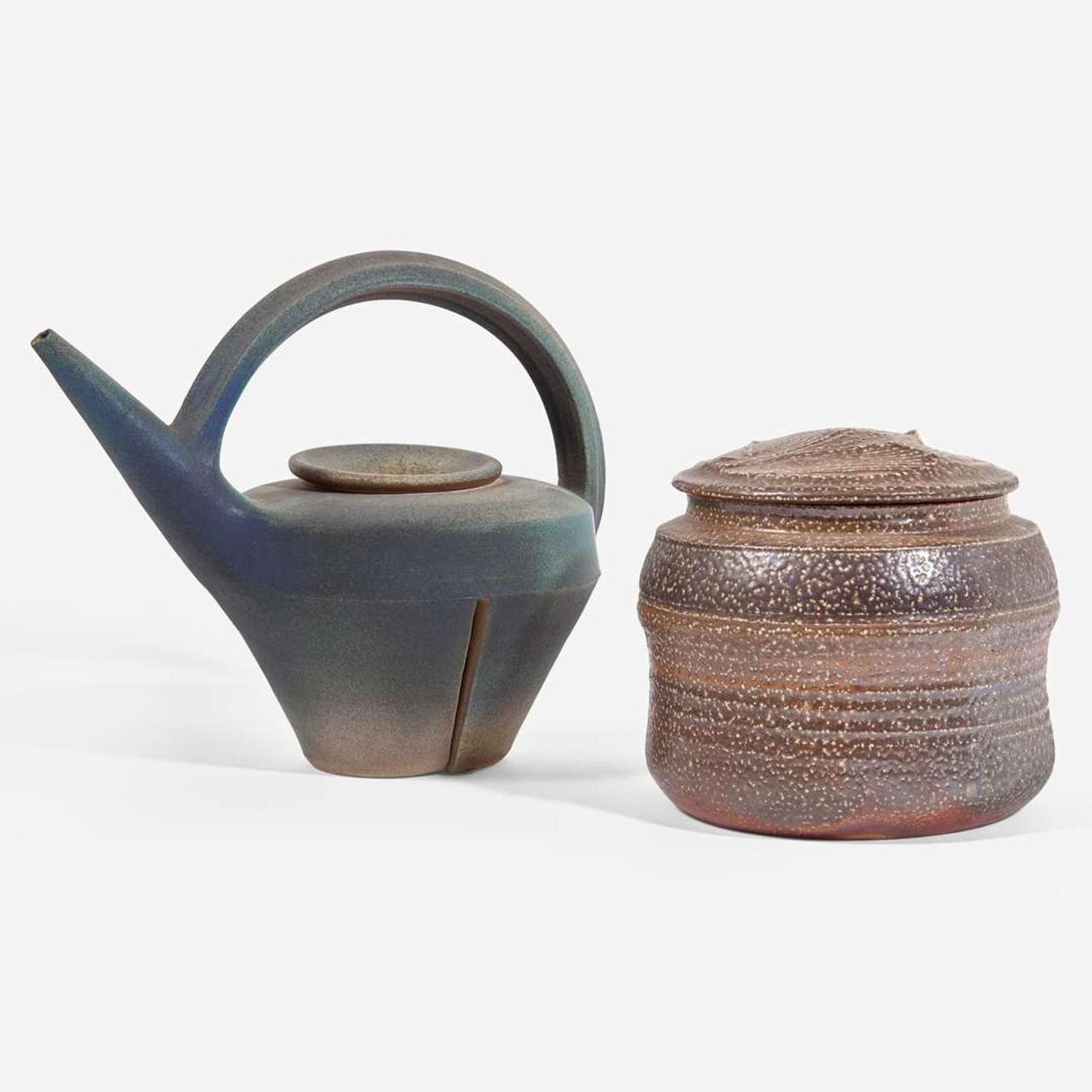 Karen Karnes (American, 1925-2016) Teapot and Large Lidded Jar, USA, late 20th century