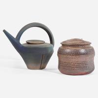 Karen Karnes (American, 1925-2016) Teapot and Large Lidded Jar, USA, late 20th century
