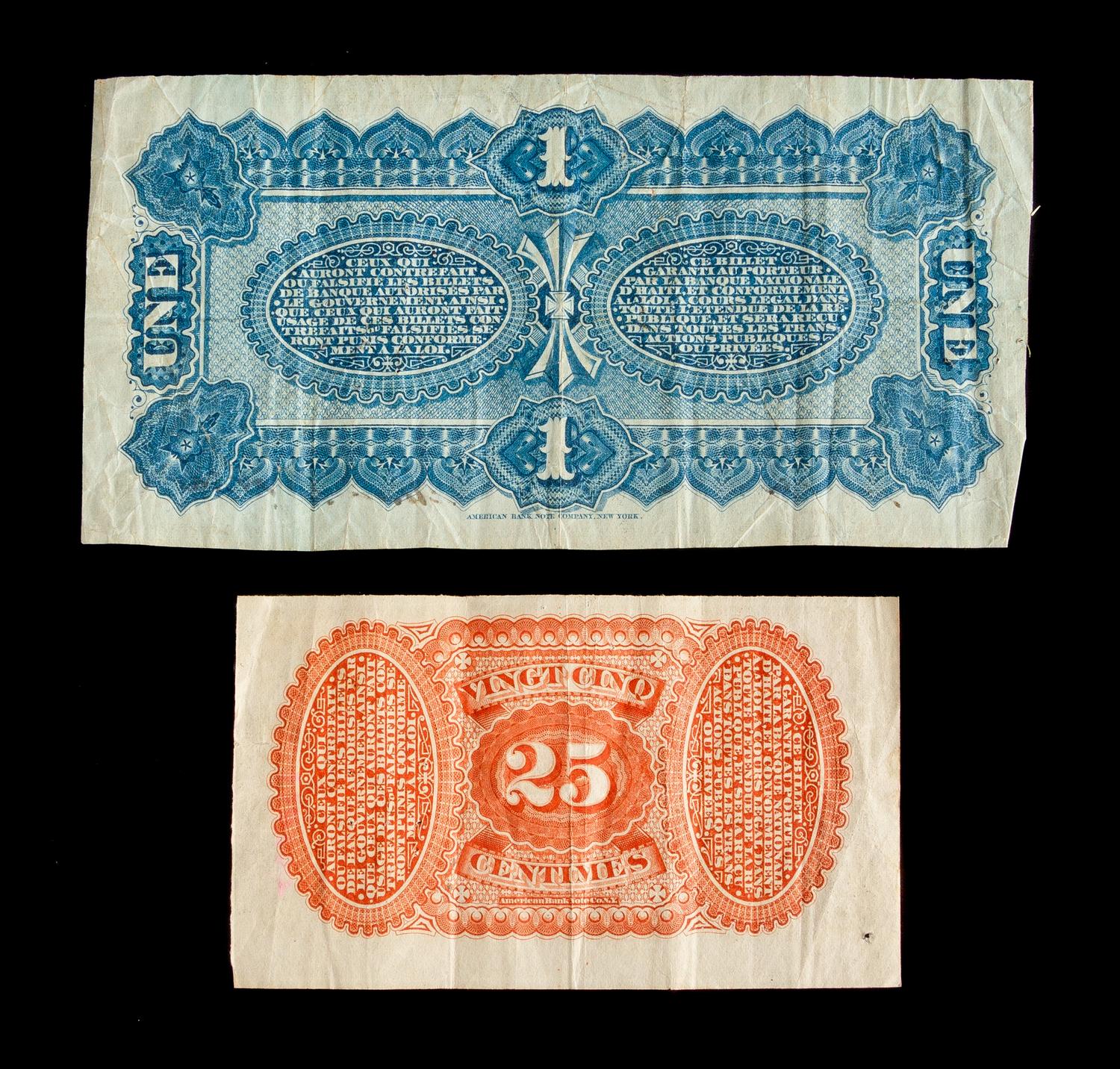 Haitian Une Pisastre, 19th Century and Twenty-five Centimes