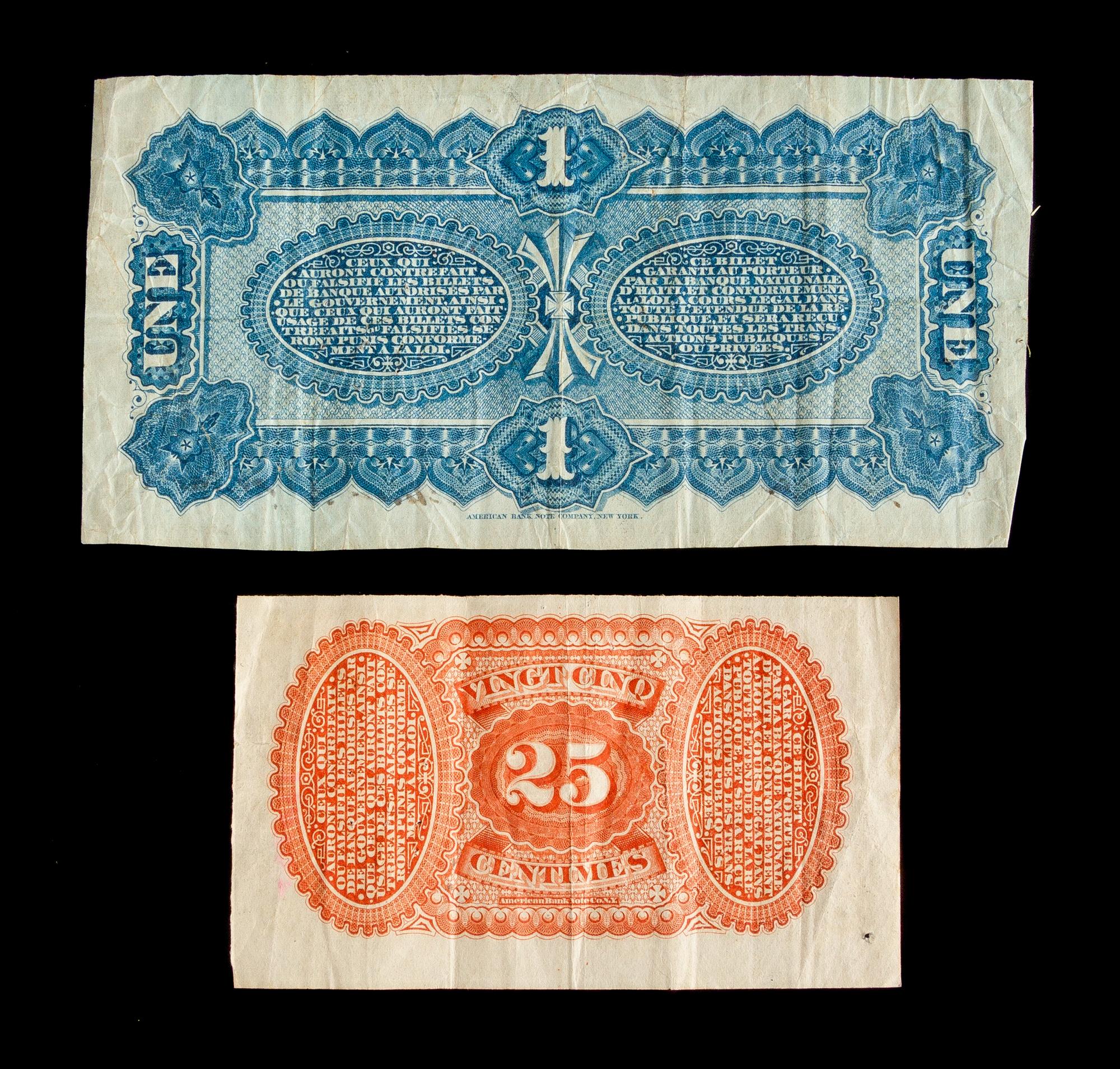 Haitian Une Pisastre, 19th Century and Twenty-five Centimes