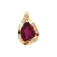 RUBELLITE TOURMALINE, DIAMOND, AND YELLOW GOLD PENDANT
