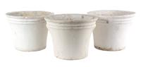 A Group of Five Concrete Planters Height of largest 17 inches x diameter 13 1/2 inches.